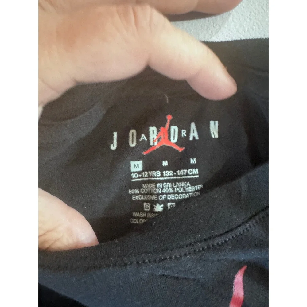 Jordan Flight Kids Long Sleeve Graphic T-Shirt Black Pink Size M 10-12Y